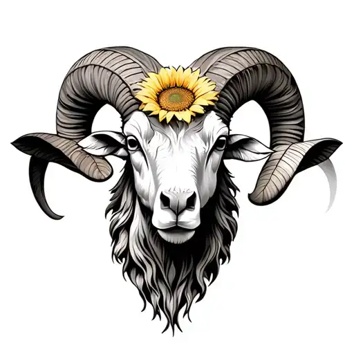 Sunflower And Ram Head