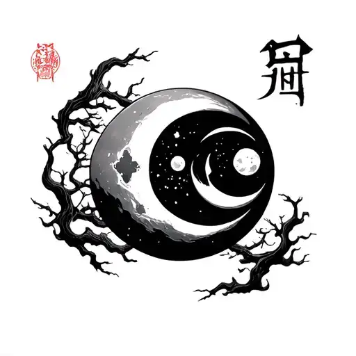 Upper Moon Three By Kanji Symbol