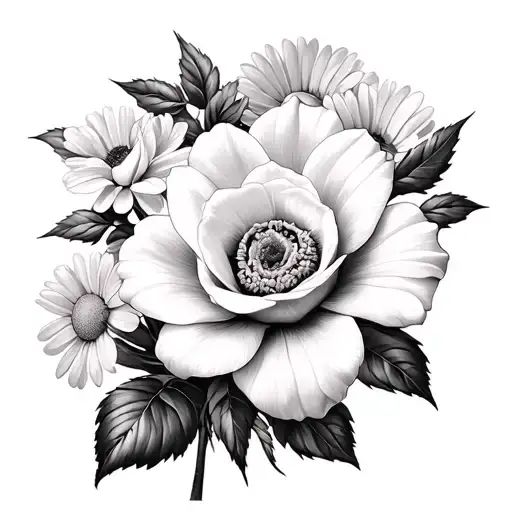 Rose Flower Daffodil Daisy Marigold Flower Surrounded