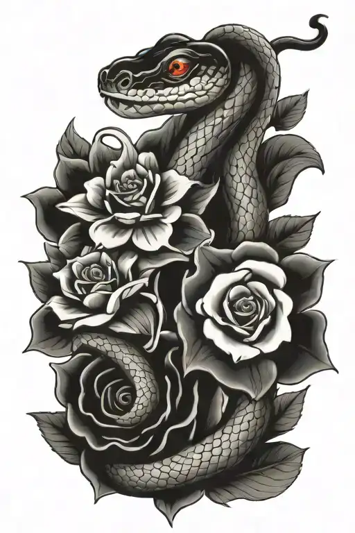 Flowers And Snake