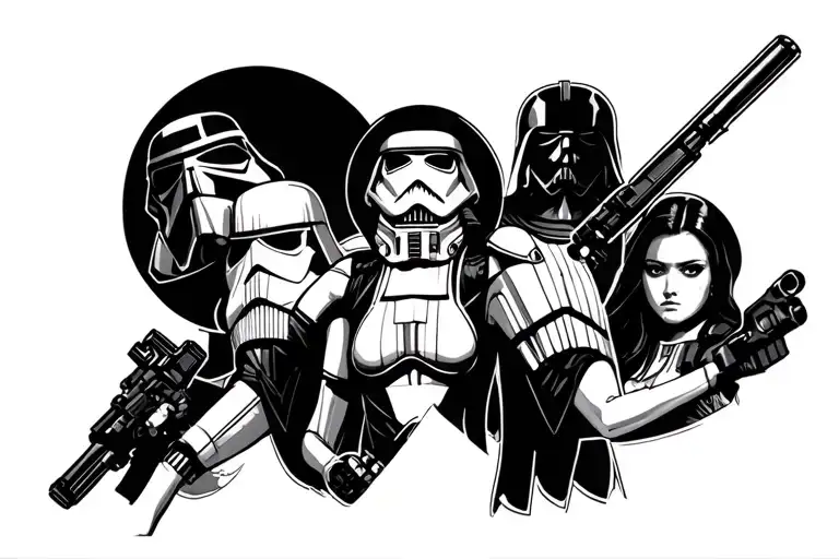 Thigh Tattoo That Is A Feminine Star Wars Design