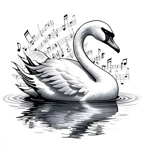 Delicate Swan With Music Notes