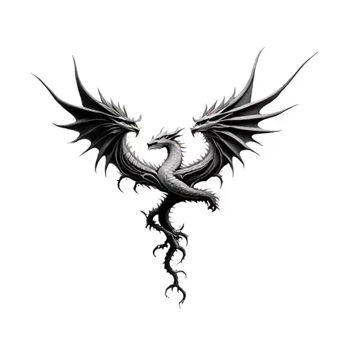 Dragon And Phoenix Rising From Tree Of Life