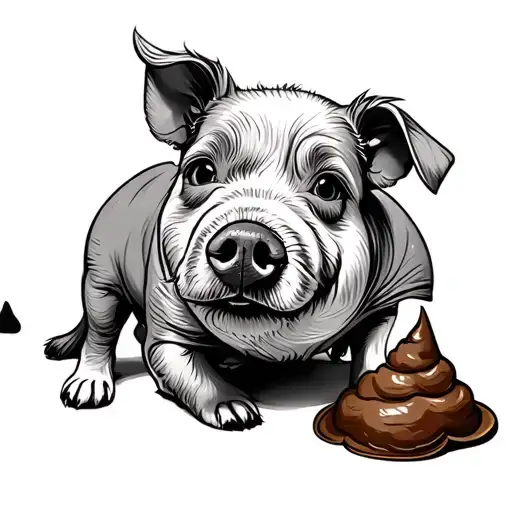 Pig With A Dog And A Poo