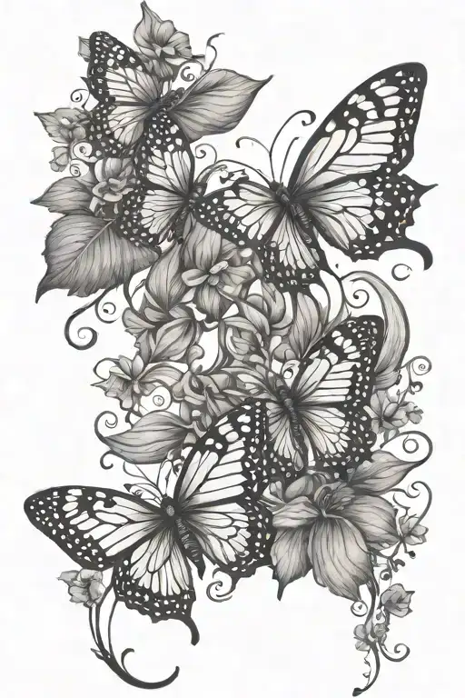 Vine And Butterflys Flying