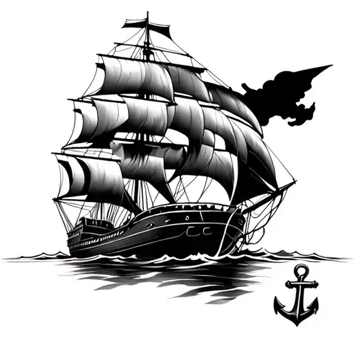 Ship And Anchor Sailing With A Basketball & Rim And Basketball Jersey Back