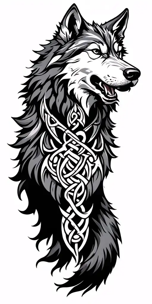 Celtic Wolf With Amour Tribal