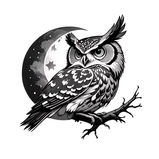 Owl And Moon