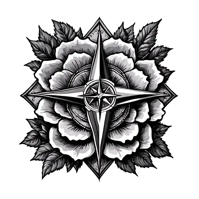 Roses Cross Compass Rose