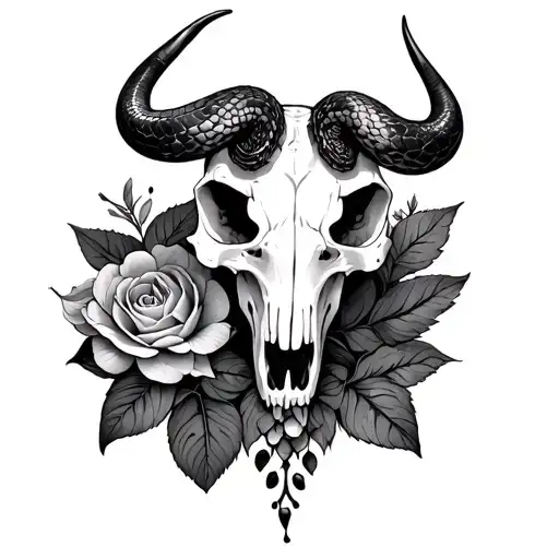 Snake Skull Taurus Flowers