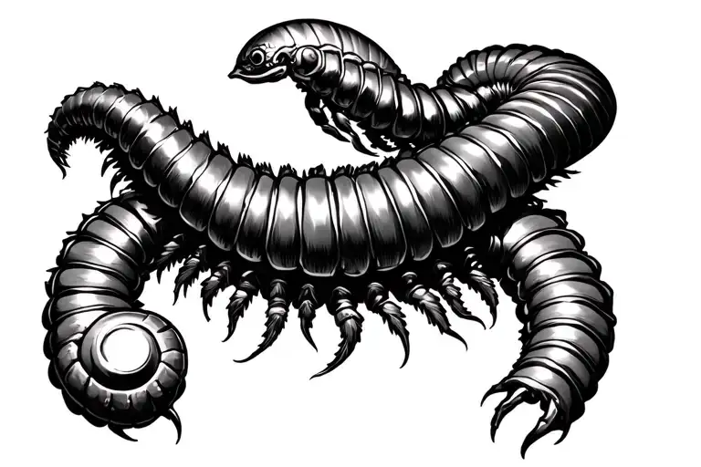 Rune Viking Warrior And Millipede