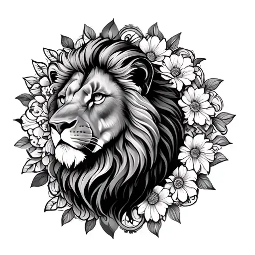 Floral Mandala With Lion