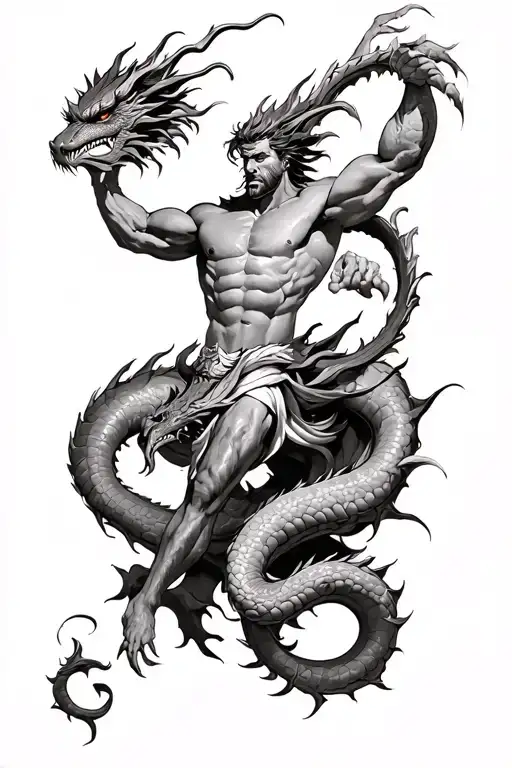 Hercules Fighting Hydra Dragon