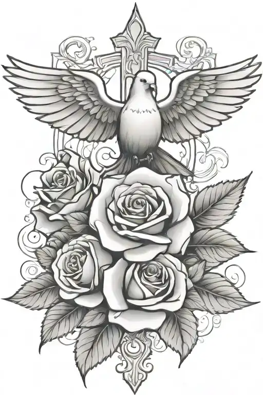 Cross Rose And Dove