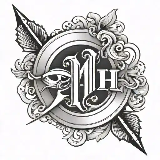 Letters Mh With Arrow Design