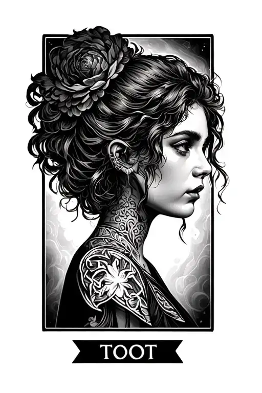 Tarot Card Featuring Girl Side Profile