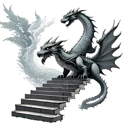 Stairway To Heaven With A Dragon Wrapped