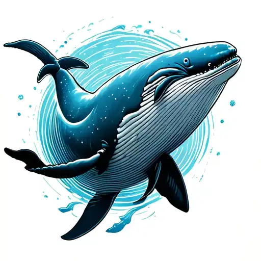 A Blue Whale Swiming Trought Space