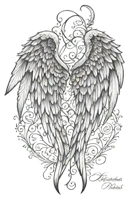 Angel Wings With The Words Divinitus Protegere