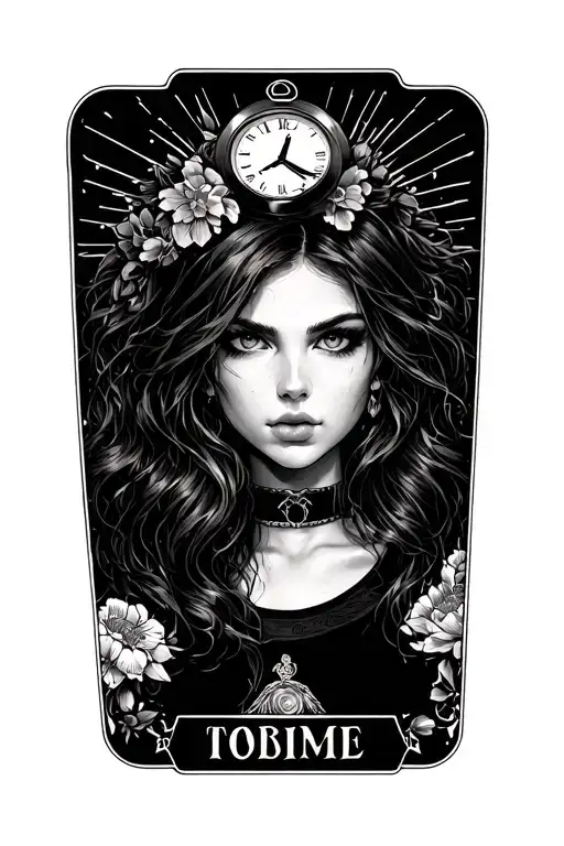 Tarot Card Featuring Girl Time Piece