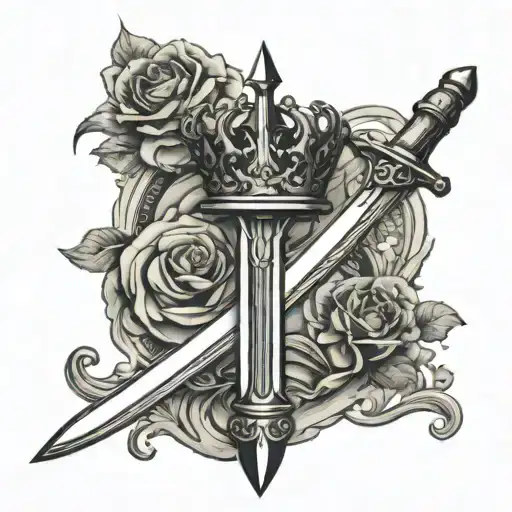 Etching Sword With Broken Crown