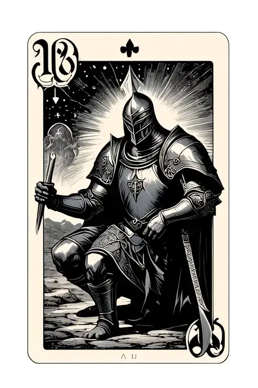 Tarot Card Featuring Knight Kneeling