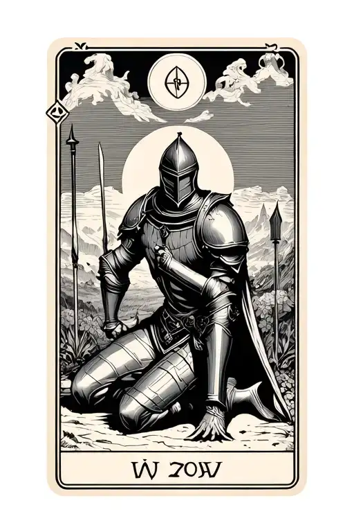 Tarot Card Featuring Knight Kneeling