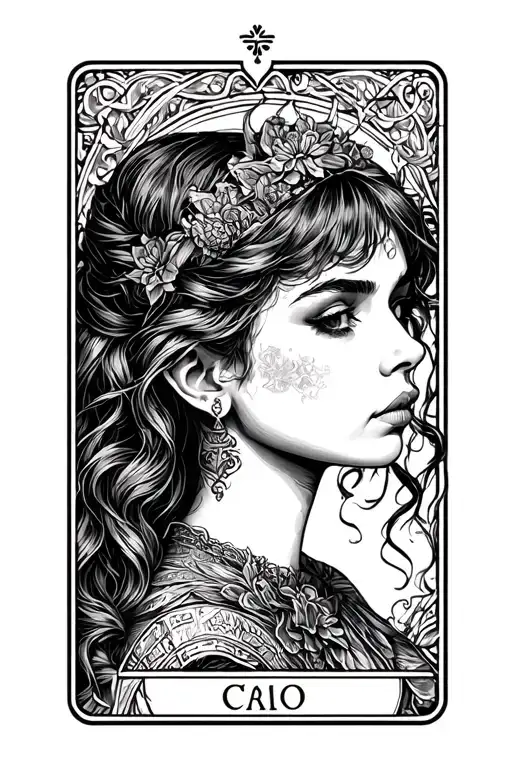 Tarot Card Featuring Girl Side Profile