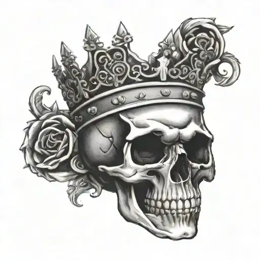 Skull With Cunt Word With Crown Looking