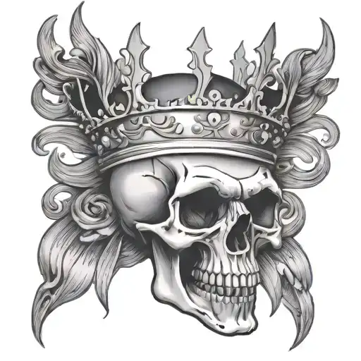 Skull With Cunt Word With Crown Looking