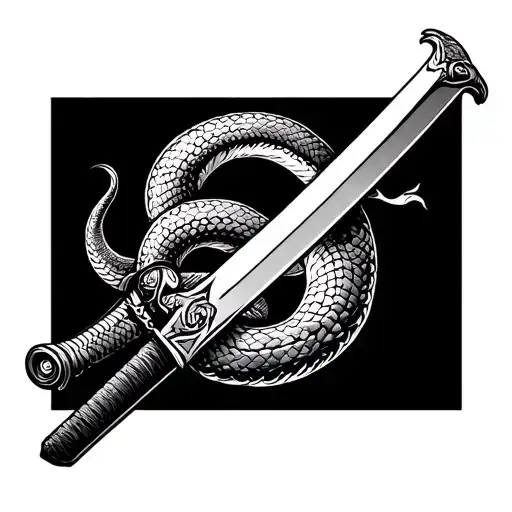 Samurai Sword With Snake Around