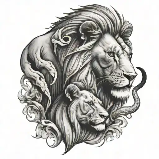 Lion And Elephant Head Blended