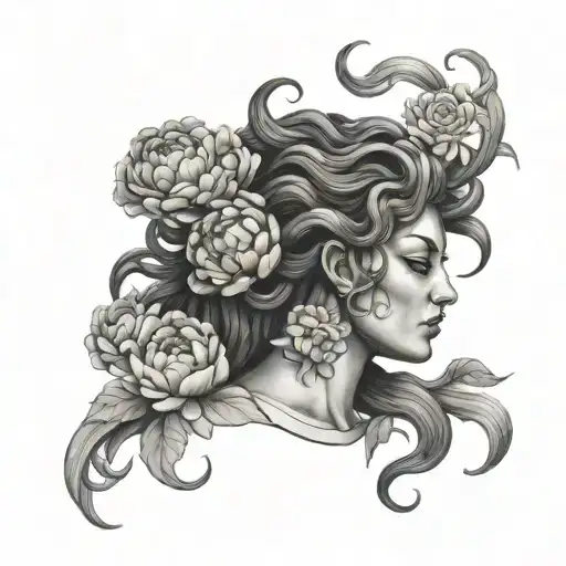 Medusa Gorgon In Peonies