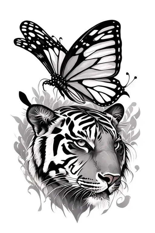 Butterfly And Tiger Emerging