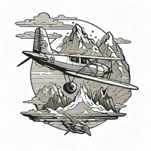 Aircraft With Mountain Scene