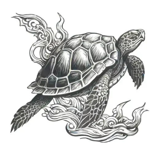 King Neptune Shellback Turtle Swimming