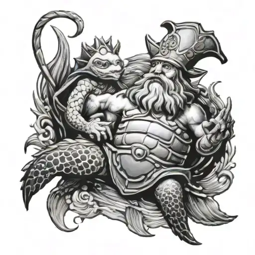 King Neptune & Shellback Turtle Swimming