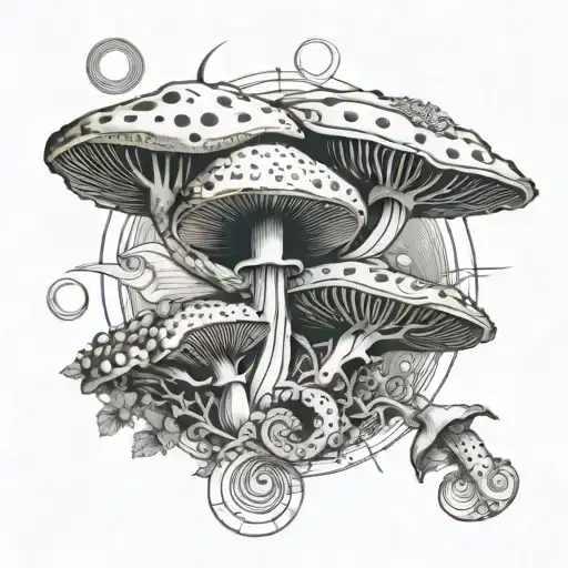 Fibonacci Spiral Mushrooms Moon And Sun