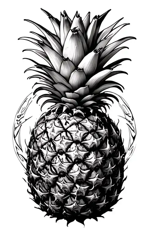 Pineapple Surrounded In Wiccan Tattoo Design Featuring
