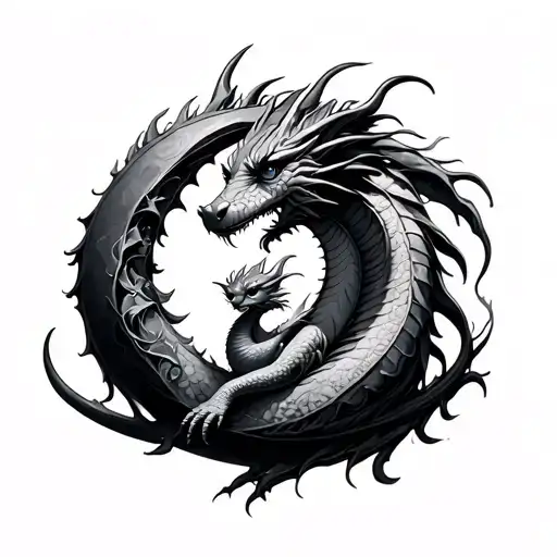 Crescent Moon And Baby Dragon