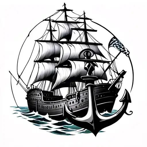 Ship And Anchor Intertwined