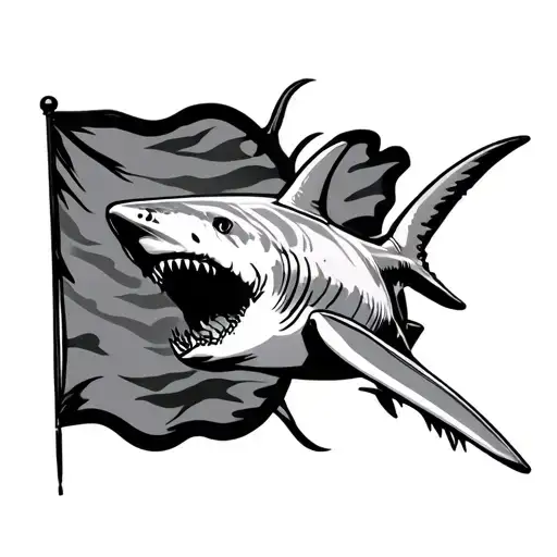 Shark Outline Filled With Dive Flag Inside