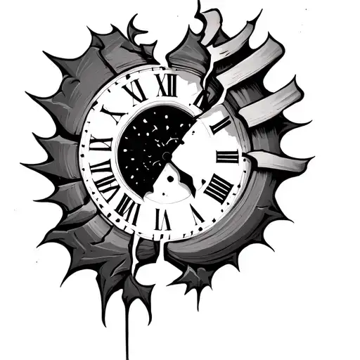 Broken Clock With The Hands On 3 And 8