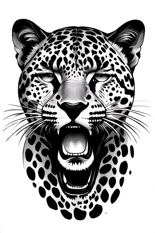 Leopard Head Woman Inside Mouth Open