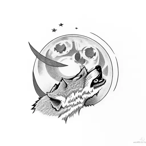 A Punk Rock Fox Howling At The Moon From A Hilltop