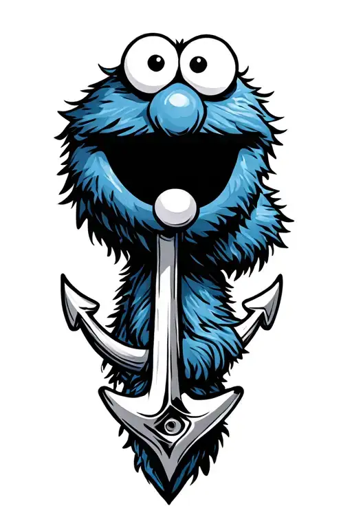 Cookie Monster With An Anchor Cross
