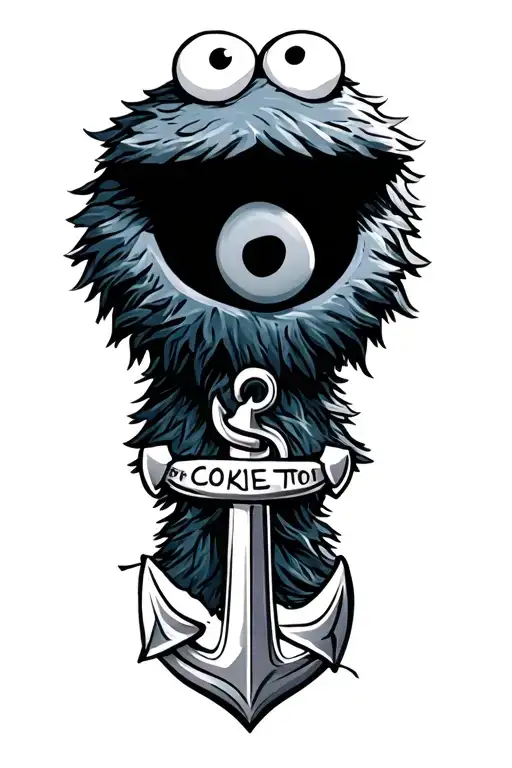 Cookie Monster With An Anchor Tattoo Featuring