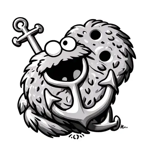 Cookie Monster With Anchor Intertwined