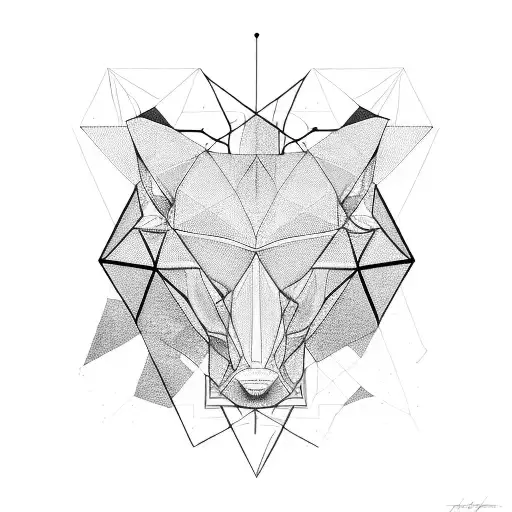 An Abstract Geometric Design Incorporating Triangles And A Hidden Animal Silhouette