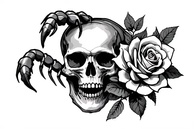 Scorpio And Rose In Skull